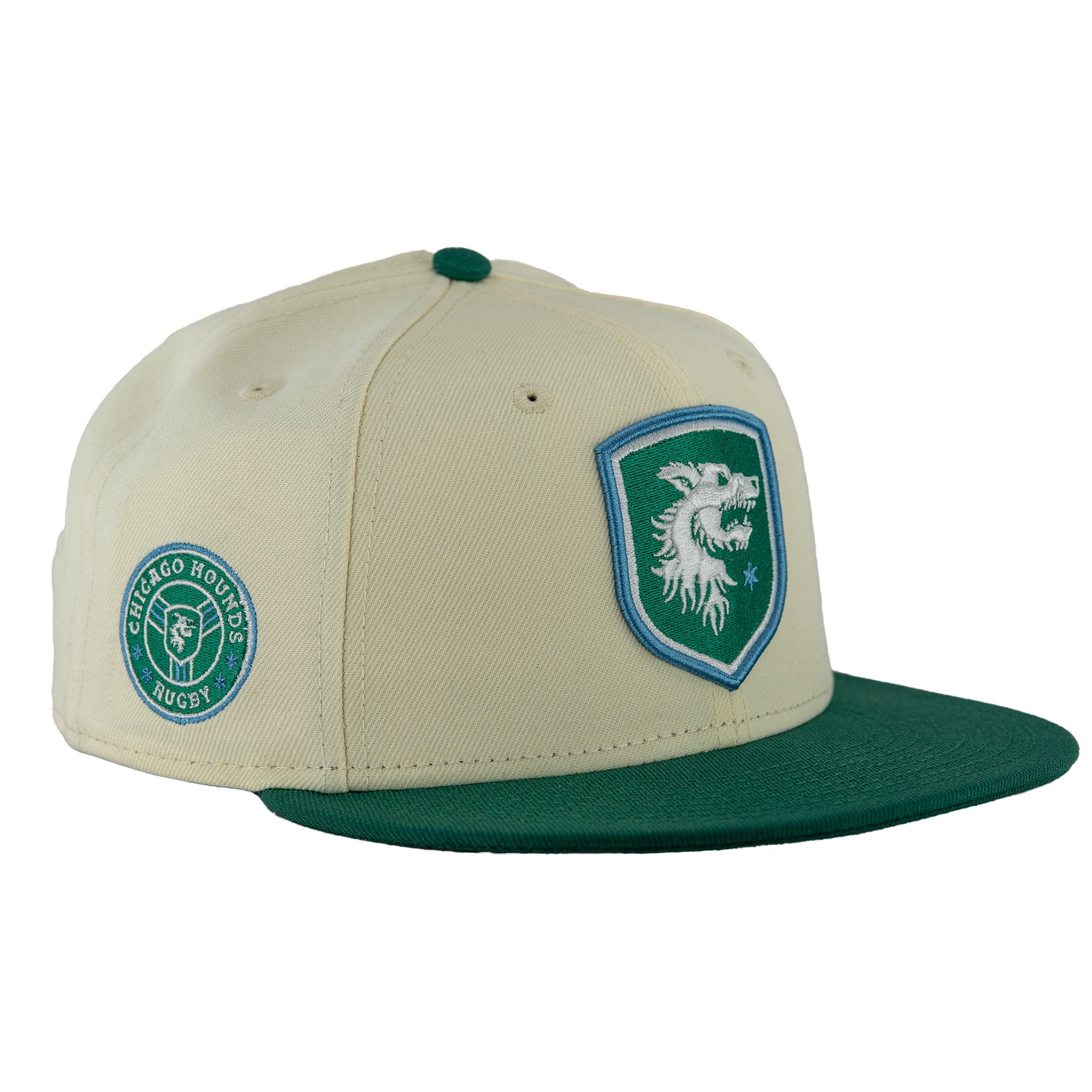 Chicago Hounds Chrome/Green Shield Logo New Era 9FIFTY Snapback Hat