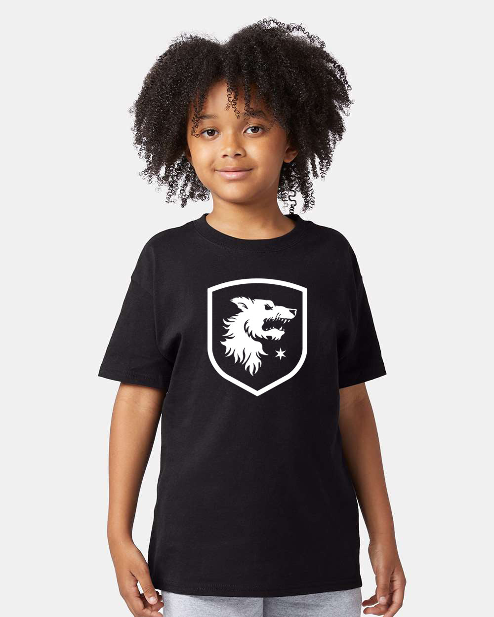 Chicago Hounds White Shield Logo Champion Youth T-Shirt - T435 Black